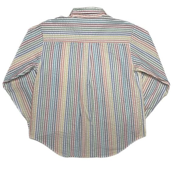 Talbots Rainbow Striped Shirt Textured Button Up Multicolor Collared Women's SP - Picture 8 of 11